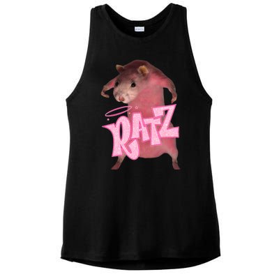 Funny Ratz Pink Rat Ratz Meme Ladies PosiCharge Tri-Blend Wicking Tank