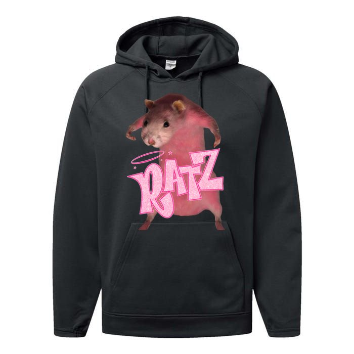 Funny Ratz Pink Rat Ratz Meme Performance Fleece Hoodie