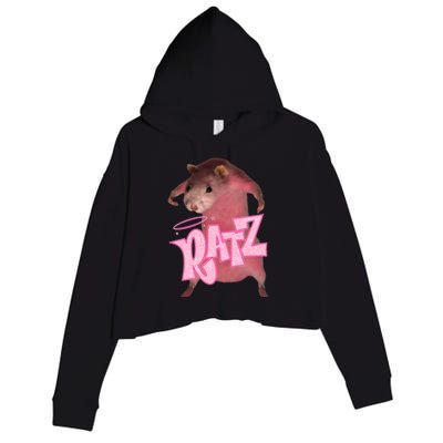 Funny Ratz Pink Rat Ratz Meme Crop Fleece Hoodie