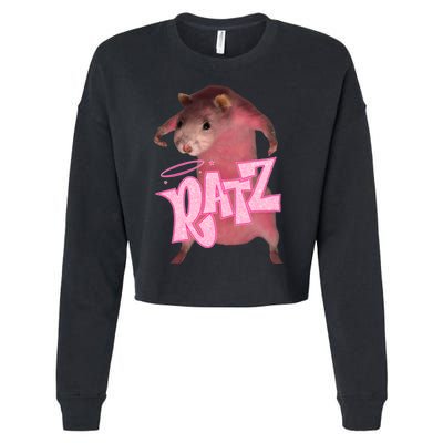 Funny Ratz Pink Rat Ratz Meme Cropped Pullover Crew