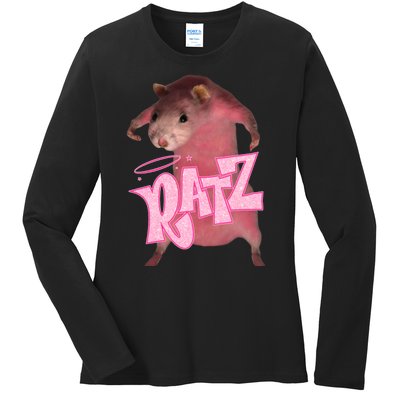 Funny Ratz Pink Rat Ratz Meme Ladies Long Sleeve Shirt