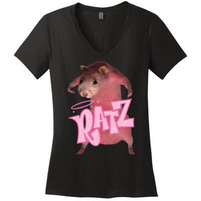 Funny Ratz Pink Rat Ratz Meme Women's V-Neck T-Shirt