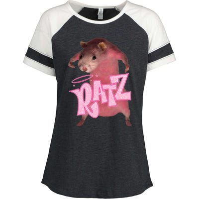 Funny Ratz Pink Rat Ratz Meme Enza Ladies Jersey Colorblock Tee