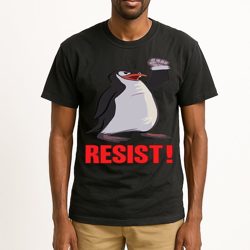 Funny Resist Penguin Activism Vintage Penguins Protest 2025 Tall T-Shirt