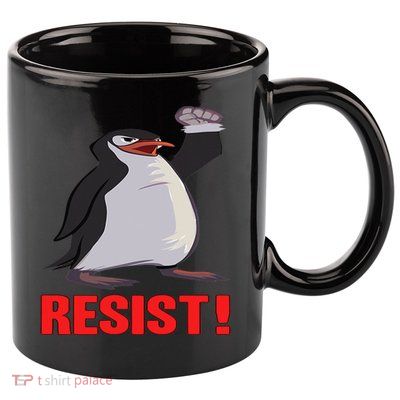 Funny Resist Penguin Activism Vintage Penguins Protest 2025 11oz C Handle Ceramic Mug