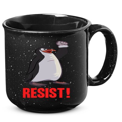 Funny Resist Penguin Activism Vintage Penguins Protest 2025 15oz Campfire Ceramic Mug