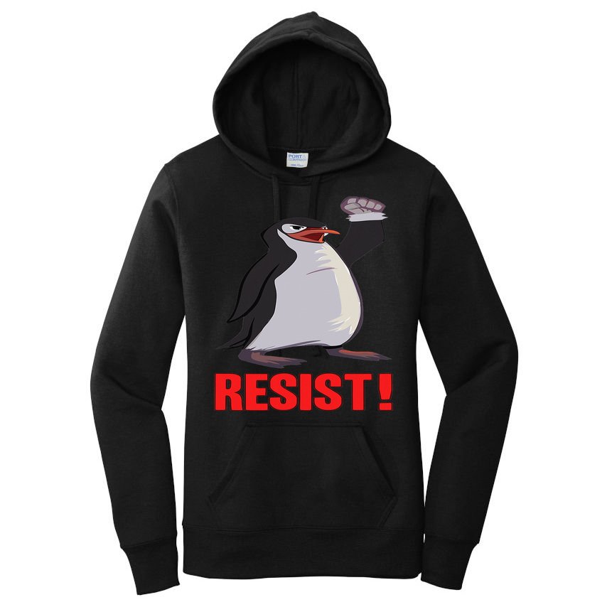 Funny Resist Penguin Activism Vintage Penguins Protest 2025 Women's Pullover Hoodie