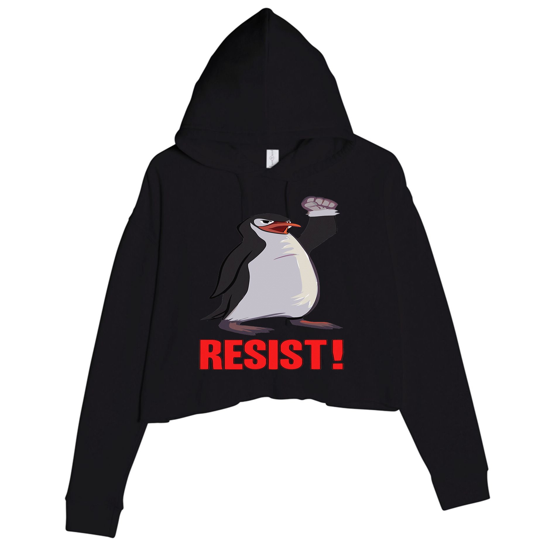 Funny Resist Penguin Activism Vintage Penguins Protest 2025 Crop Fleece Hoodie
