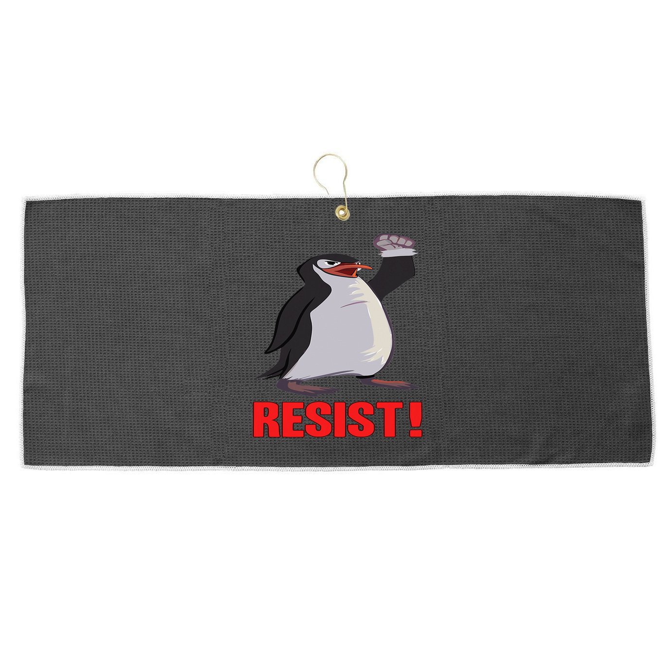 Funny Resist Penguin Activism Vintage Penguins Protest 2025 Large Microfiber Waffle Golf Towel
