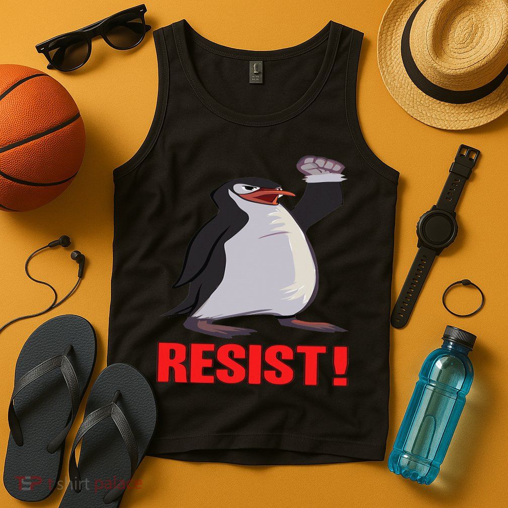 Funny Resist Penguin Activism Vintage Penguins Protest 2025 Tank Top