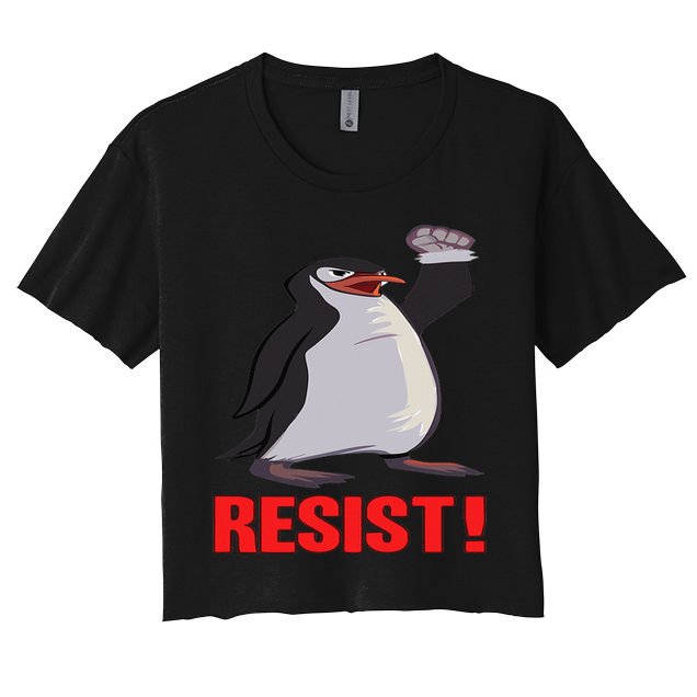Funny Resist Penguin Activism Vintage Penguins Protest 2025 Crop Top