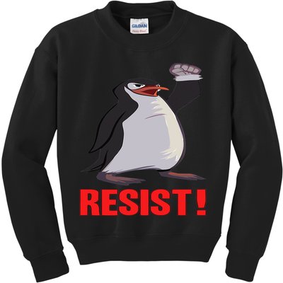 Funny Resist Penguin Activism Vintage Penguins Protest 2025 Kids Sweatshirt