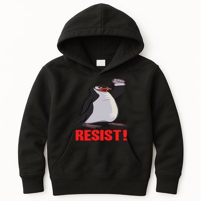 Funny Resist Penguin Activism Vintage Penguins Protest 2025 Kids Hoodie