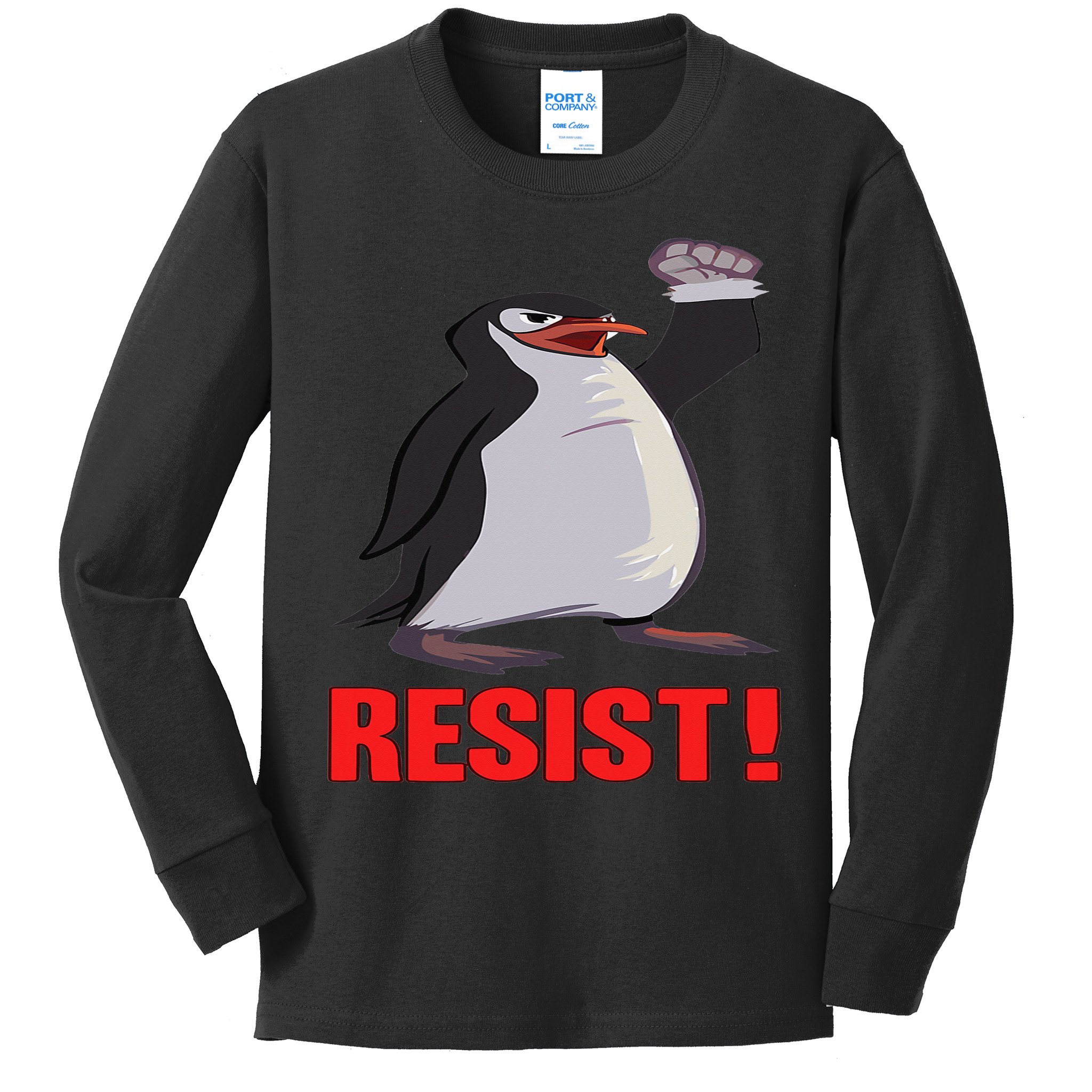 Funny Resist Penguin Activism Vintage Penguins Protest 2025 Kids Long Sleeve Shirt