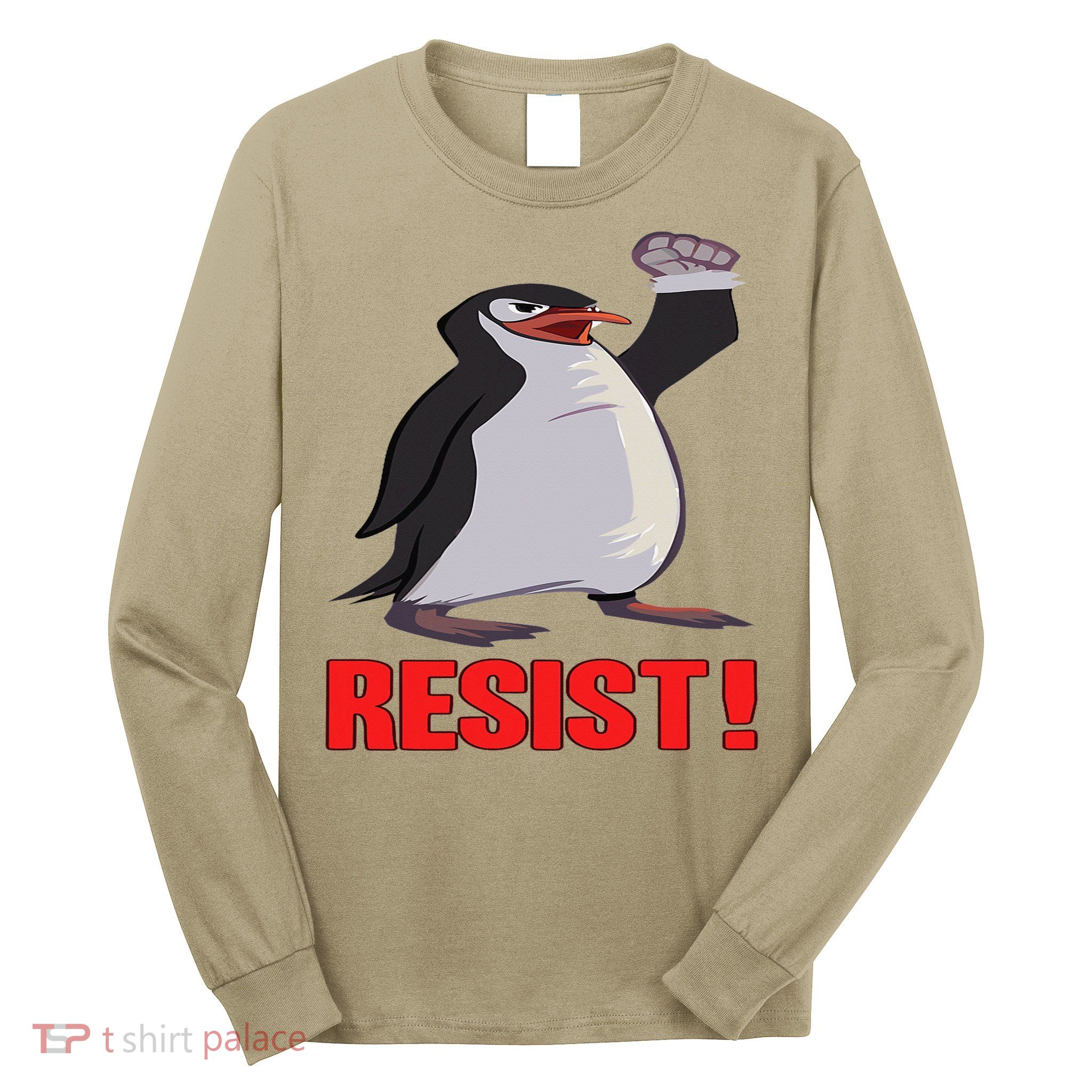 Funny Resist Penguin Activism Vintage Penguins Protest 2025 Long Sleeve Shirt
