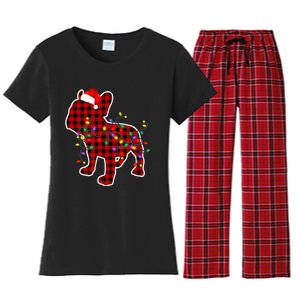 Festive Red Plaid Pajamas for the Whole Family French Bulldog Women's Flannel Pajama Set