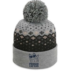 Funny Retro Proud Cat Dad Showing The Finger For Cat Lovers The Baniff Cuffed Pom Beanie