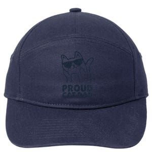 Funny Retro Proud Cat Dad Showing The Finger For Cat Lovers 7-Panel Snapback Hat