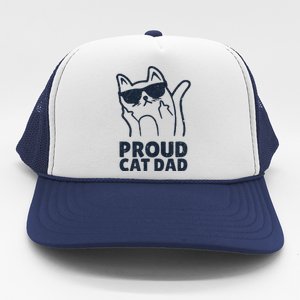 Funny Retro Proud Cat Dad Showing The Finger For Cat Lovers Trucker Hat