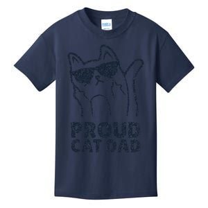 Funny Retro Proud Cat Dad Showing The Finger For Cat Lovers Kids T-Shirt