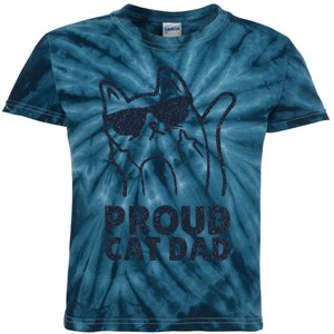 Funny Retro Proud Cat Dad Showing The Finger For Cat Lovers Kids Tie-Dye T-Shirt