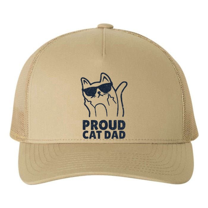 Funny Retro Proud Cat Dad Showing The Finger For Cat Lovers Yupoong Adult 5-Panel Trucker Hat