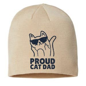 Funny Retro Proud Cat Dad Showing The Finger For Cat Lovers Sustainable Beanie