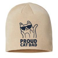 Funny Retro Proud Cat Dad Showing The Finger For Cat Lovers Sustainable Beanie