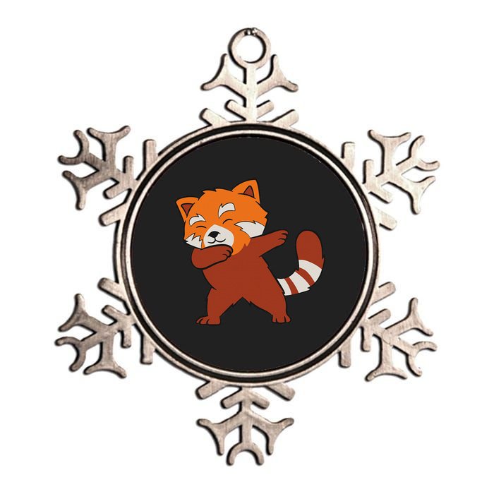 Funny Red Panda Lover Red Panda Dabbing Metallic Star Ornament