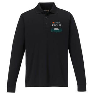 Funny Rv Pilot Camping Gift Funny Motorhome Travel Vacation Gift Performance Long Sleeve Polo