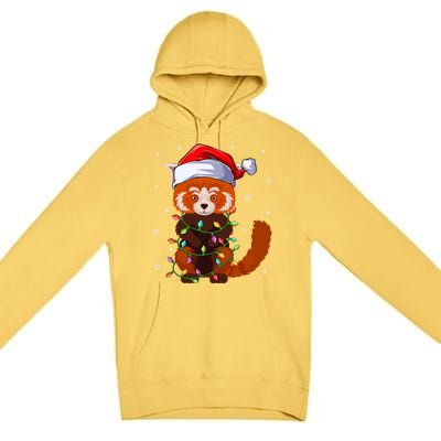 Funny Red Panda Xmas Matching Santa Hat Red Panda Christmas Gift Premium Pullover Hoodie