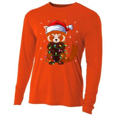 Funny Red Panda Xmas Matching Santa Hat Red Panda Christmas Gift Cooling Performance Long Sleeve Crew