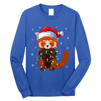 Funny Red Panda Xmas Matching Santa Hat Red Panda Christmas Gift Long Sleeve Shirt