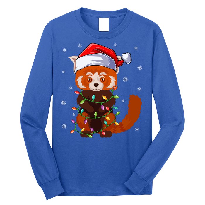 Funny Red Panda Xmas Matching Santa Hat Red Panda Christmas Gift Long Sleeve Shirt