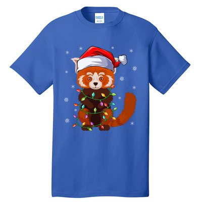 Funny Red Panda Xmas Matching Santa Hat Red Panda Christmas Gift Tall T-Shirt