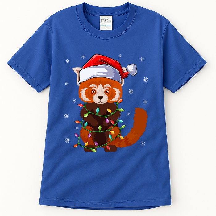 Funny Red Panda Xmas Matching Santa Hat Red Panda Christmas Gift Tall T-Shirt