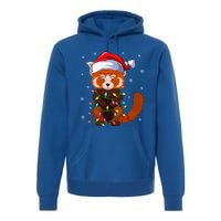 Funny Red Panda Xmas Matching Santa Hat Red Panda Christmas Gift Premium Hoodie