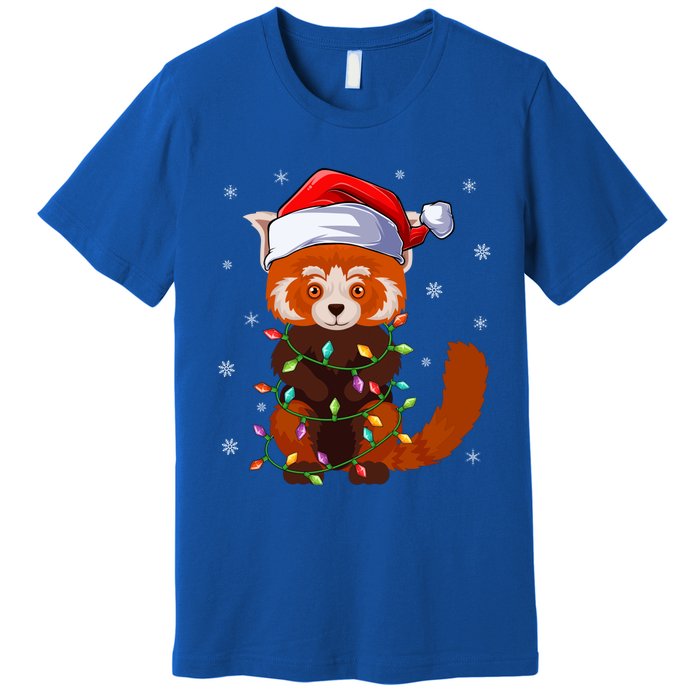 Funny Red Panda Xmas Matching Santa Hat Red Panda Christmas Gift Premium T-Shirt