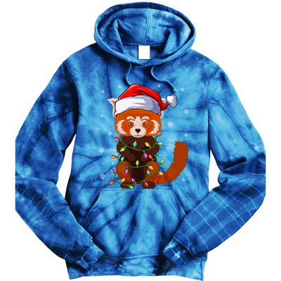 Funny Red Panda Xmas Matching Santa Hat Red Panda Christmas Gift Tie Dye Hoodie