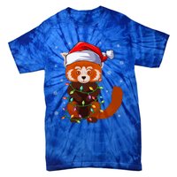 Funny Red Panda Xmas Matching Santa Hat Red Panda Christmas Gift Tie-Dye T-Shirt