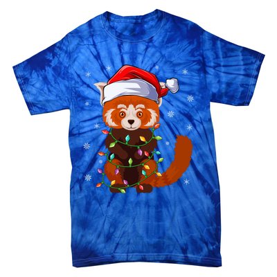 Funny Red Panda Xmas Matching Santa Hat Red Panda Christmas Gift Tie-Dye T-Shirt