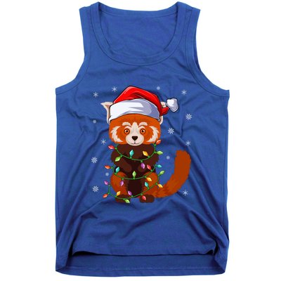 Funny Red Panda Xmas Matching Santa Hat Red Panda Christmas Gift Tank Top