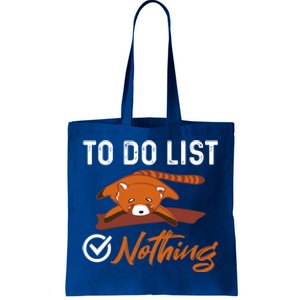 Funny Red Panda Lover To Do List Checkbox Nothing Lazy Relax Gift Tote Bag