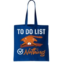 Funny Red Panda Lover To Do List Checkbox Nothing Lazy Relax Gift Tote Bag