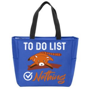 Funny Red Panda Lover To Do List Checkbox Nothing Lazy Relax Gift Zip Tote Bag