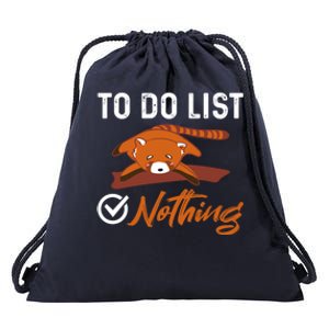 Funny Red Panda Lover To Do List Checkbox Nothing Lazy Relax Gift Drawstring Bag