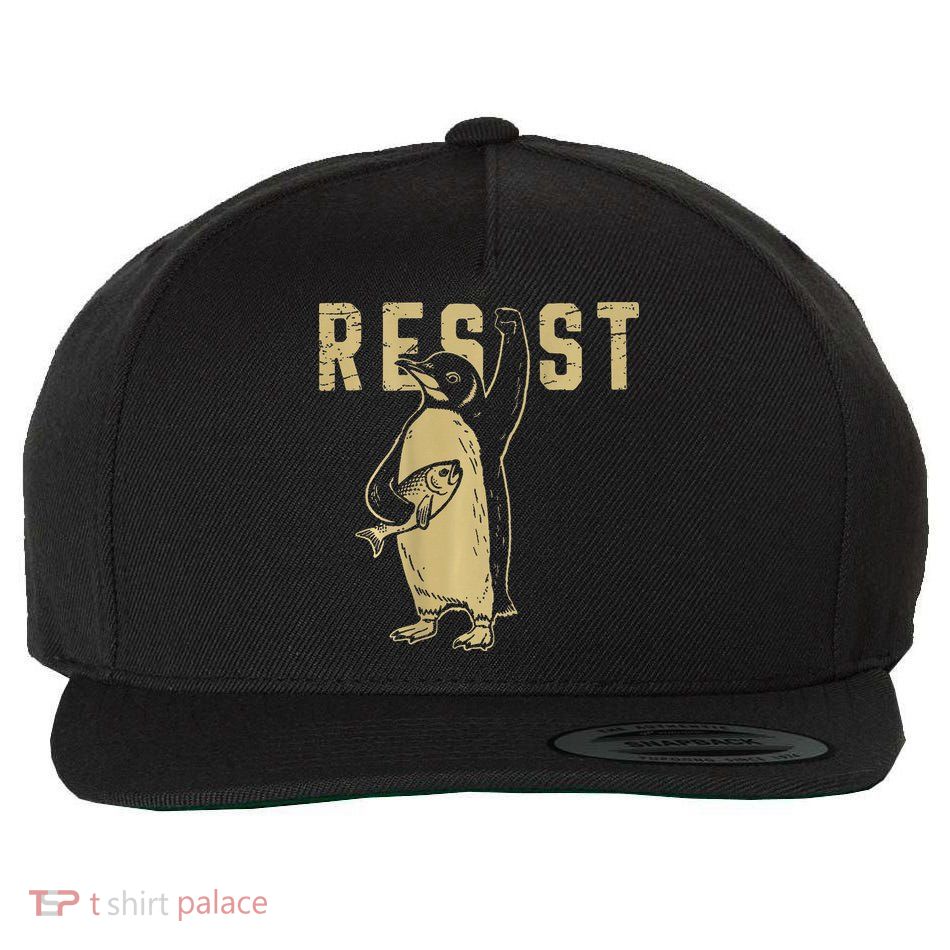 Funny Resist Penguins Protest Against Tariffs 2 Sided Wool Snapback Cap