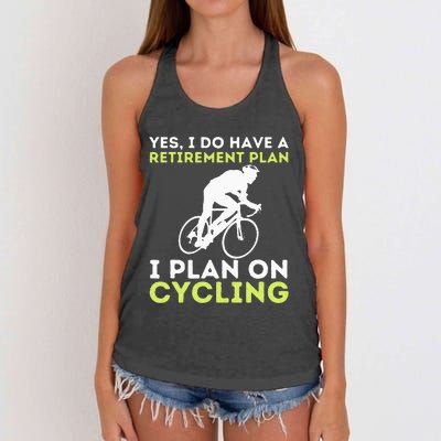 Funny Retirement Plan Cycling Bike Lover Bicycling Cyclist Women's Knotted Racerback Tank