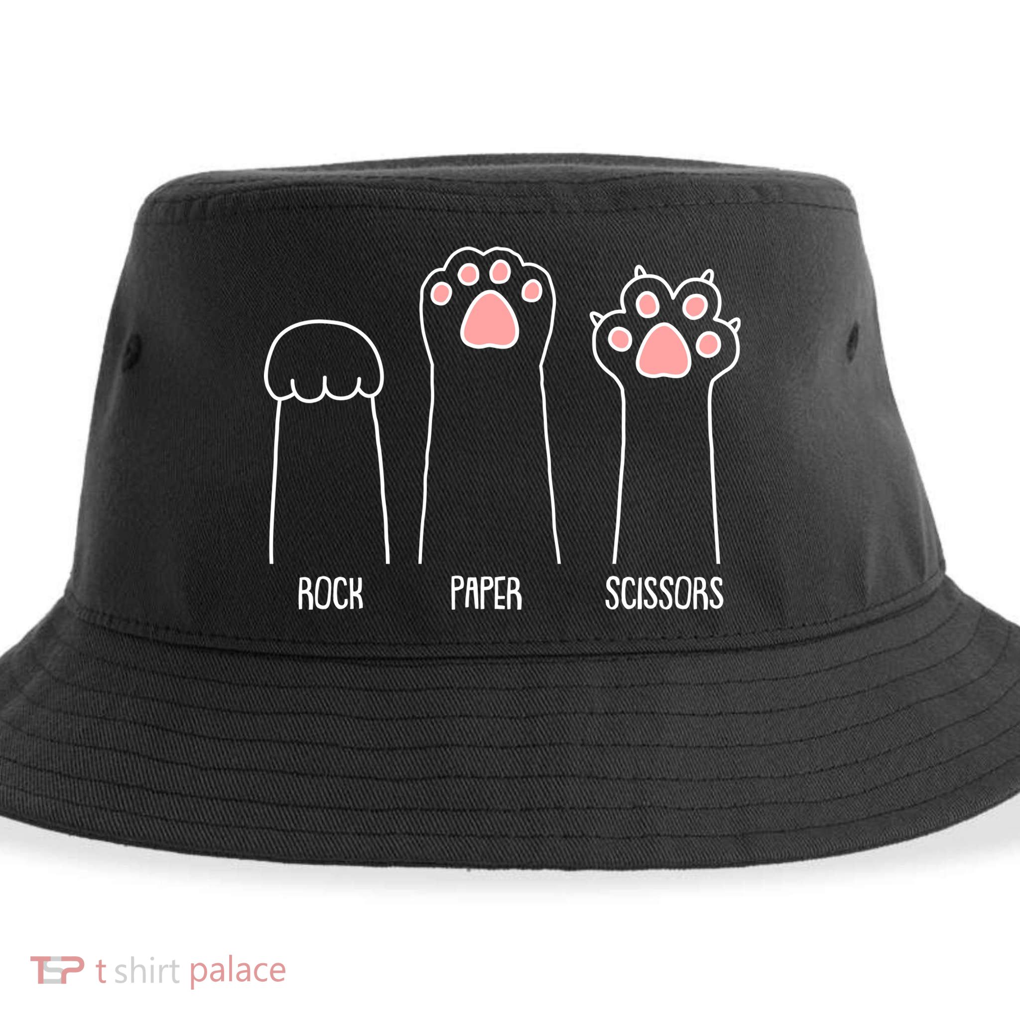 Funny Rock Paper Scissors Cat Paws Sustainable Bucket Hat