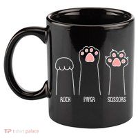 Funny Rock Paper Scissors Cat Paws 11oz C Handle Ceramic Mug